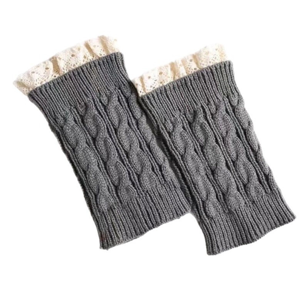 Boot Sock Slouchy - Vintage gebreide beenwarmers met kanten ruches