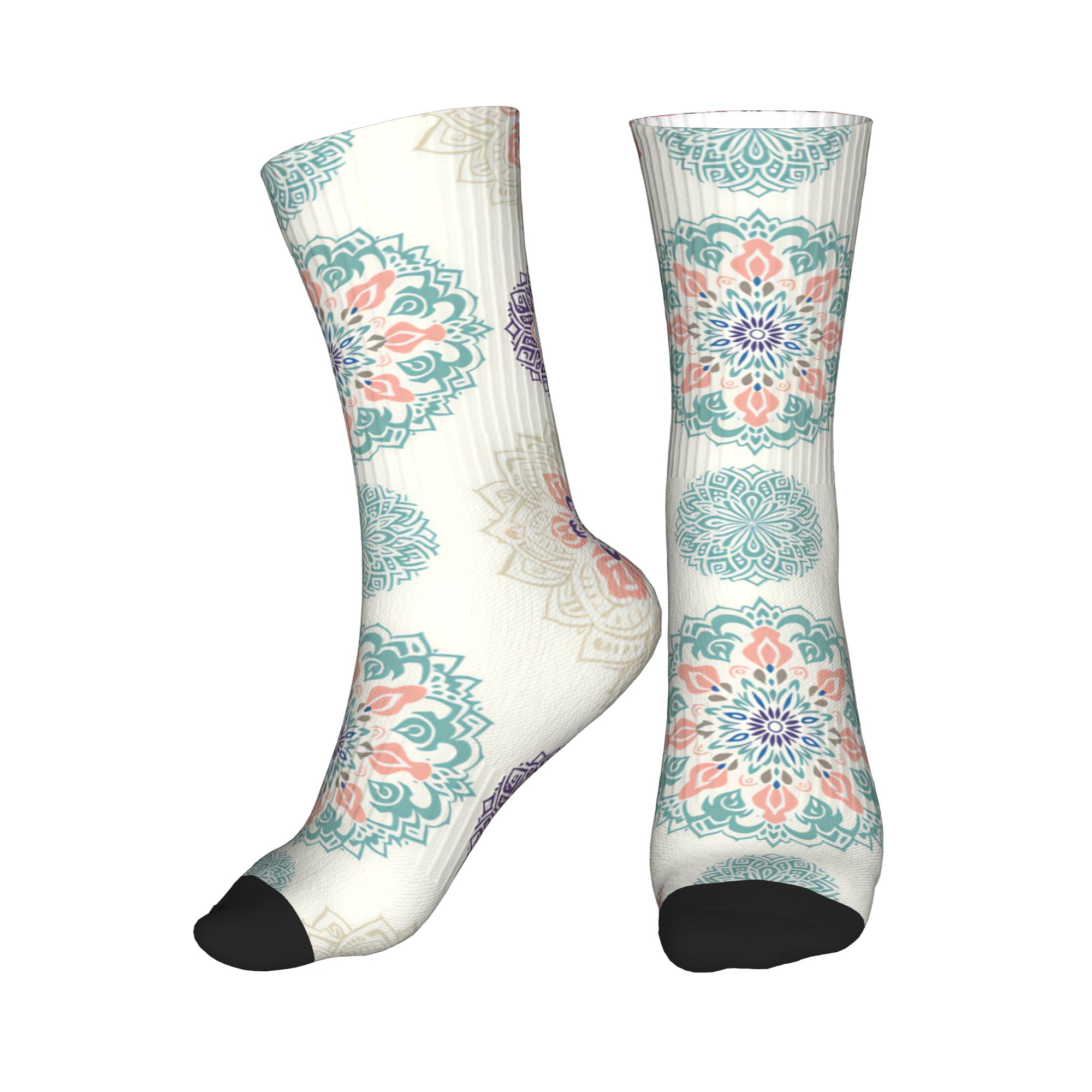Dress Sock Men - Leuke herensokken met pastel boho mandala-patroon,